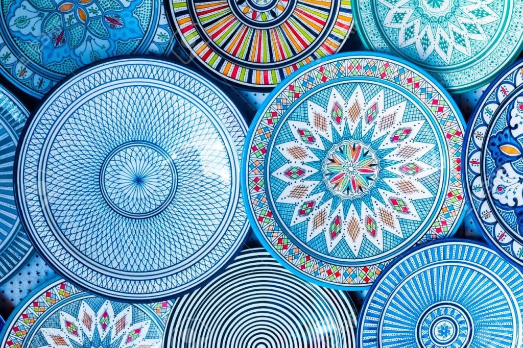 Beautiful colorful and traditional dish plates, Morocco in Africa